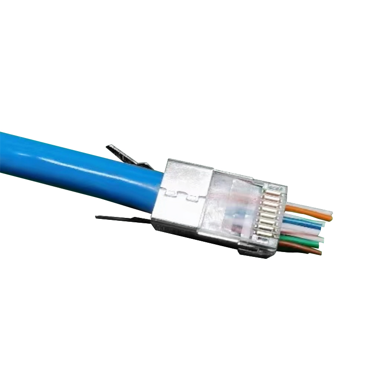 CAT6A CAT7 FTP 8P8C RJ45 -modulaarinen pistoke läpinäkyvät läpi
